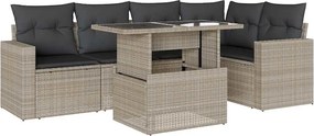 vidaXL 6 részes világosszürke polyrattan kerti ülőgarnitúra párnákkal