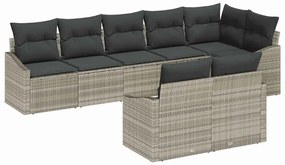 vidaXL Kanapé Szett párnával 8 pcs Világosszürke polirattan