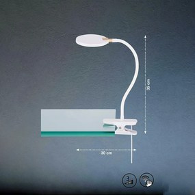 Fischer&Honsel Luiz 50594 Asztali lámpa klipsszel 1x5W/LED 3000K 600 lm IP20