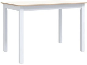 Fehér és barna tömör gumifa étkezőasztal 114 x 71 x 75 cm