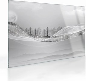 Kép - ezüst táj (üvegen) (70x50 cm)
