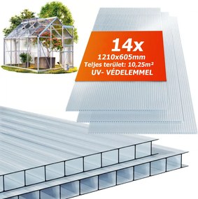 MARK cellás polikarbonát lemez, 4mm, 60,5x121x0,4cm, 14 db, átlátszó Jurhan