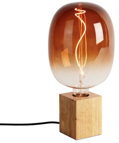 Vidéki asztali lámpa fa natúr, LED G170 - Blokk