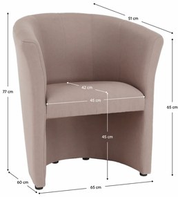 Klub fotel,  pasztell rózsaszín anyag, CUBA