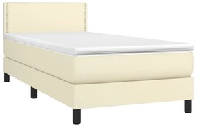krémszínű műbőr rugós ágy matraccal és LED-del 100x200 cm