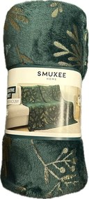 Takaró Smukee dekoratív 150x200cm zöld arany karácsonyi levelek 740