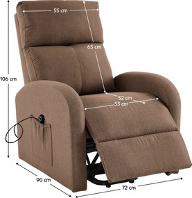 Állítható relaxációs fotel, világosbarna, NERIS