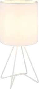 Globo 21734W Asztali lámpa, fém fehér, textil fehér, kábel PVC fehér, billenőkapcsoló a kábelen, ø: 160mm, M: 345mm, kábelhossz 1300mm, 1x E14 40W 230V izzó nélkül