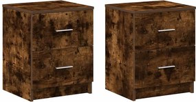 vidaXL 2 db füstös tölgy színű éjjeliszekrény 2 fiókkal 40x36x50 cm