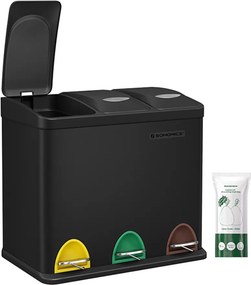 SORT szelektív hulladékgyűjtő, 24l (3x8l), fekete SongmicsHome
