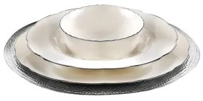 24 darabos porcelán étkészlet, fehér/ezüst