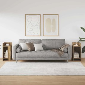 2 db kézműves tölgyszínű kisasztal polccal 25,5 x 27 x 60 cm