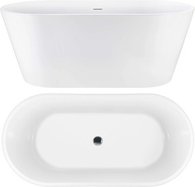 Szabadonálló Akril Kád 150 Modern Téglalap Alakú Fehér Rea Milano