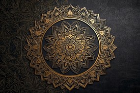 Vászonkép Canvas Mandala Fekete Arany Harmónia Wellbeing Zen 120x80