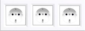 Nova III három földelt csatlakozóaljzat dugalj 16A 250V fehér kerettel