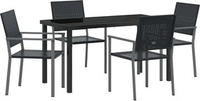vidaXL Kert étkező szett 5 pcs Fekete PE Rattan