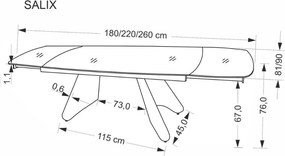 Salix bővíthető étkezőasztal 180-260 cm