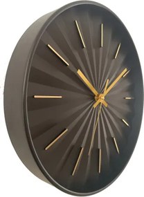 Globo B992533 Fali óra, fekete műanyag, arany színű üveglap, ø: 305 mm, M: 305 mm, elem nélkül