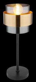 Globo 15560T Asztali lámpa fém fekete váz, üveg búra réz dekor gyűrűvel. Billenőkapcsolóval, ø: 180mm, M: 470mm, kábel: 1500mm, exkl. 1x E27 60W 230V