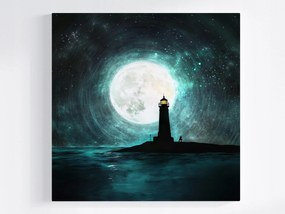 Canvas Vászonkép Világítótorony Hold Csillagos Égbolt 80x80