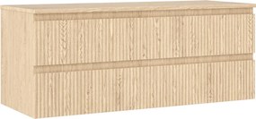 Mexen Rivel 120 cm-es mosdó alatti fürdőszobai szekrény munkalappal, 2 fiók, bordázott, tölgy - 91A20-12047-2-BFFC81