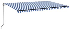 kék és fehér kézzel kihúzható LED-es napellenző 500 x 300 cm