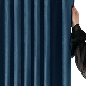 Kék bársony dimout (részleges sötétítő) függöny 400x225 cm Velto – Filumi