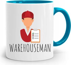 Kék Bögre Warehouseman Raktárosnak, fényképes nyomattal