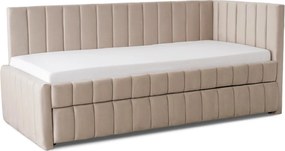VILLEMO 90x200 bézs bársony ágy