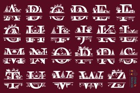 Monogramos karácsonyi mintás - egyedi neves lábtörlő (Válassz szállítási opciót: Extra szállítást kérek (7 munkanapon belül), Válassz méretet: 75*55 c