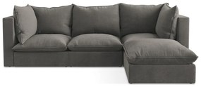 Sötétszürke sarokkanapé (jobb oldali-heverő résszel) Manao – Makamii