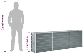 szürke horganyzott acél kerti magaságyás 240 x 40 x 77 cm