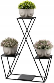 Stabil virágágyás 4 virágcseréphez fém fekete loft növény virágtartó állvány