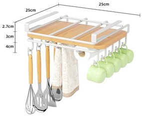Függesztett konyhai rendező akasztókkal RAXIMO, fehér