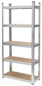 Polcos fém állvány 2 az 1-ben 5 polc garázshoz 150x70x30cm polconkénti teherbírással 750kg