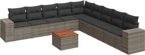 vidaXL 10 részes szürke polyrattan kerti ülőgarnitúra párnákkal