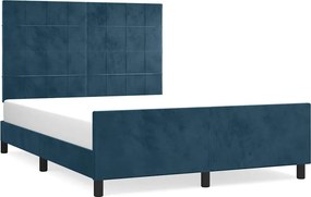 vidaXL sötétkék bársony ágykeret matrac nélkül 140x200 cm