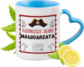 Kék bögre szív alakú füllel Margitnak Ajándék