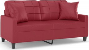 vidaXL 2 személyes bordó műbőr kanapé díszpárnákkal 140 cm