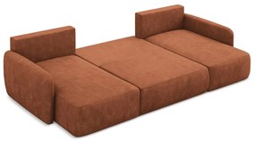 Terrakotta színű zsenília kinyitható-tárolóhelyes sarokkanapé (U alakú) Lilo – Makamii
