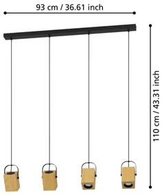 Eglo 43748 - LED Csillár zsinóron AYLES 4xGU10/3W/230V