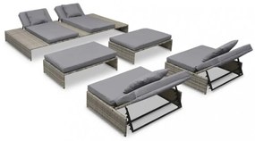 15 részes szürke kültéri polyrattan pihenőszett