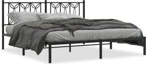 vidaXL fekete fém ágykeret fejtámlával 183 x 213 cm