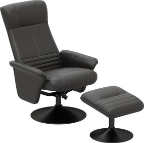 HOMCOM Fotel lábtartóval, 360°-ban forgatható TV függőfotel kárpitozott mikroszálas anyaggal, Fekete | Aosom