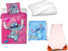Disney Lilo és Stitch, A csillagkutya Heartbeat Scrump gyerek, ovis ágyneműhuzat, derékalj, tornazsák és paplan/párna szett 100x135 cm 40x60 cm