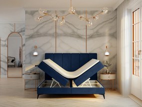 Franciaágy Boxspring 140 cm Axel (sötétkék) (matraccal és tárolóhellyel). Akció -16%. 1043346