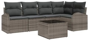 vidaXL Kerti Kanapé Szett párnával tárolóval 6 pcs Szürke polirattan