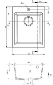 IVo 1B 400x500 gránit mosogató Safari GRANMASTER