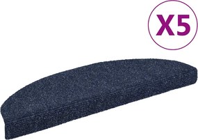 vidaXL 5 db öntapadós lépcsőszőnyeg 65 x 21 x 4 cm kék félkör alakú nagy