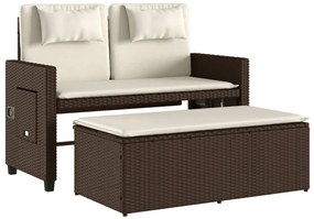barna polyrattan dönthető kerti pad párnával